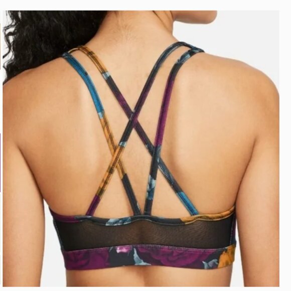 Nike Swoosh Icon Clash Floral Strappy Sports Bra Size Medium - Picture 2 of 12